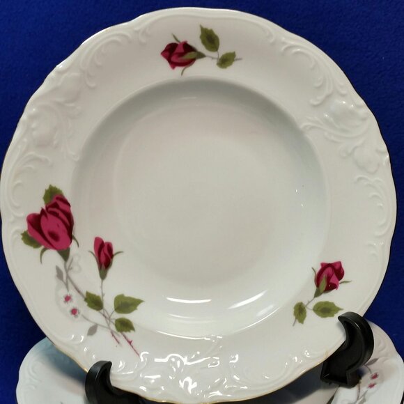 Royal Kent Red Roses Soup Bowls Set of 4 Poland Wedding Dinnerware Pre-Owned - Picture 8 of 10
